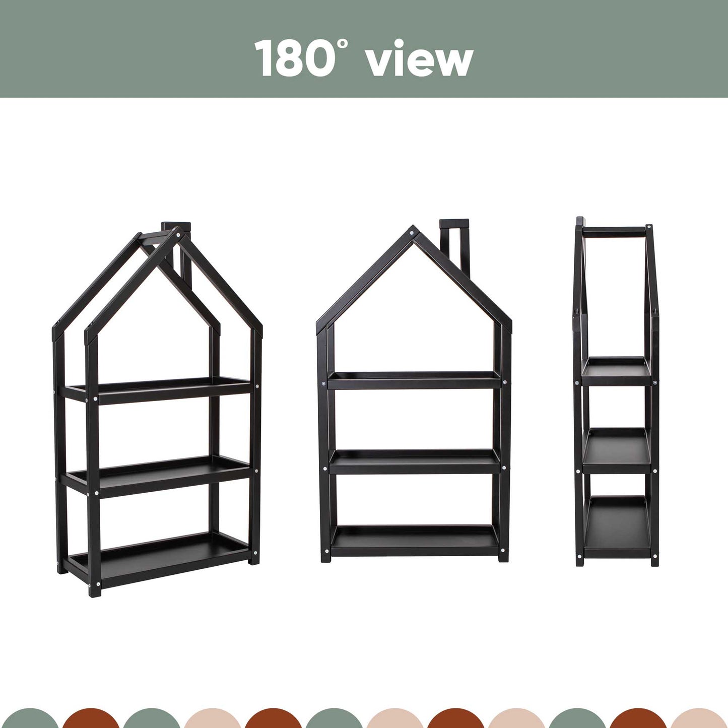 A Sweet Home From Wood house-shaped Montessori organizer shelf.