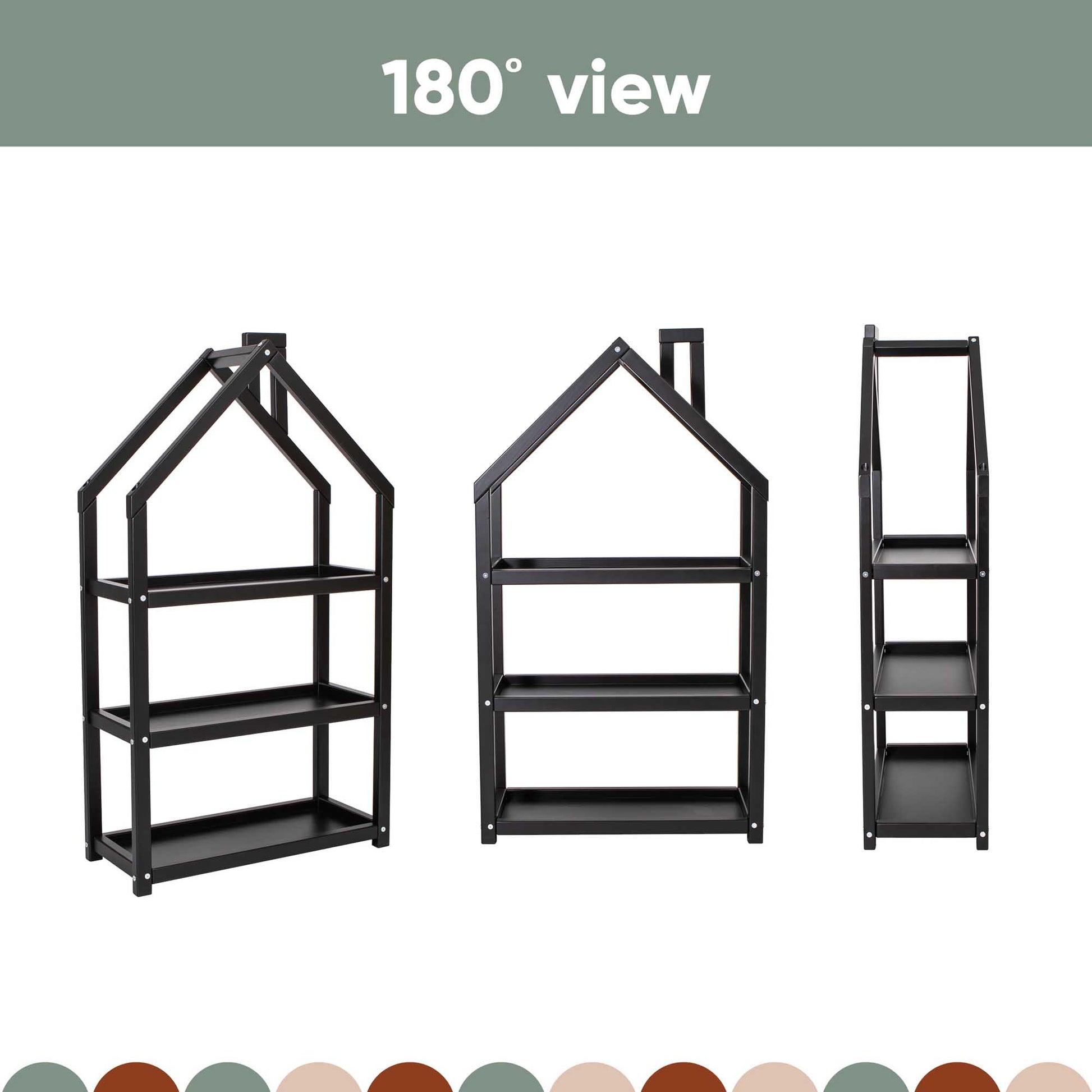 A Sweet Home From Wood house-shaped Montessori organizer shelf.