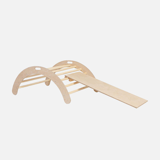 A Climbing arch and kids' indoor gym from Sweet Home From Wood on a white background.