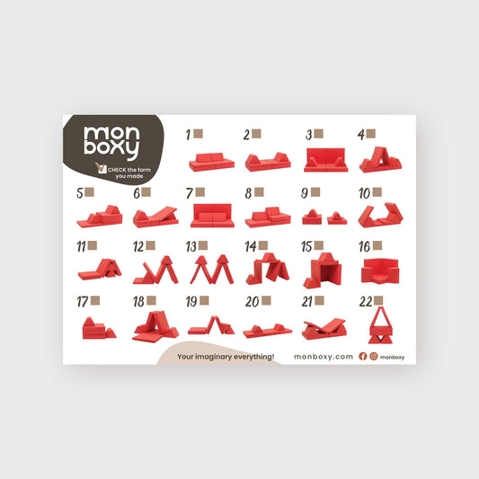 A Play sofa setup ideas horizontal poster | digital download featuring a man on a pony with a Sweet HOME from wood foam blocks set for kids.