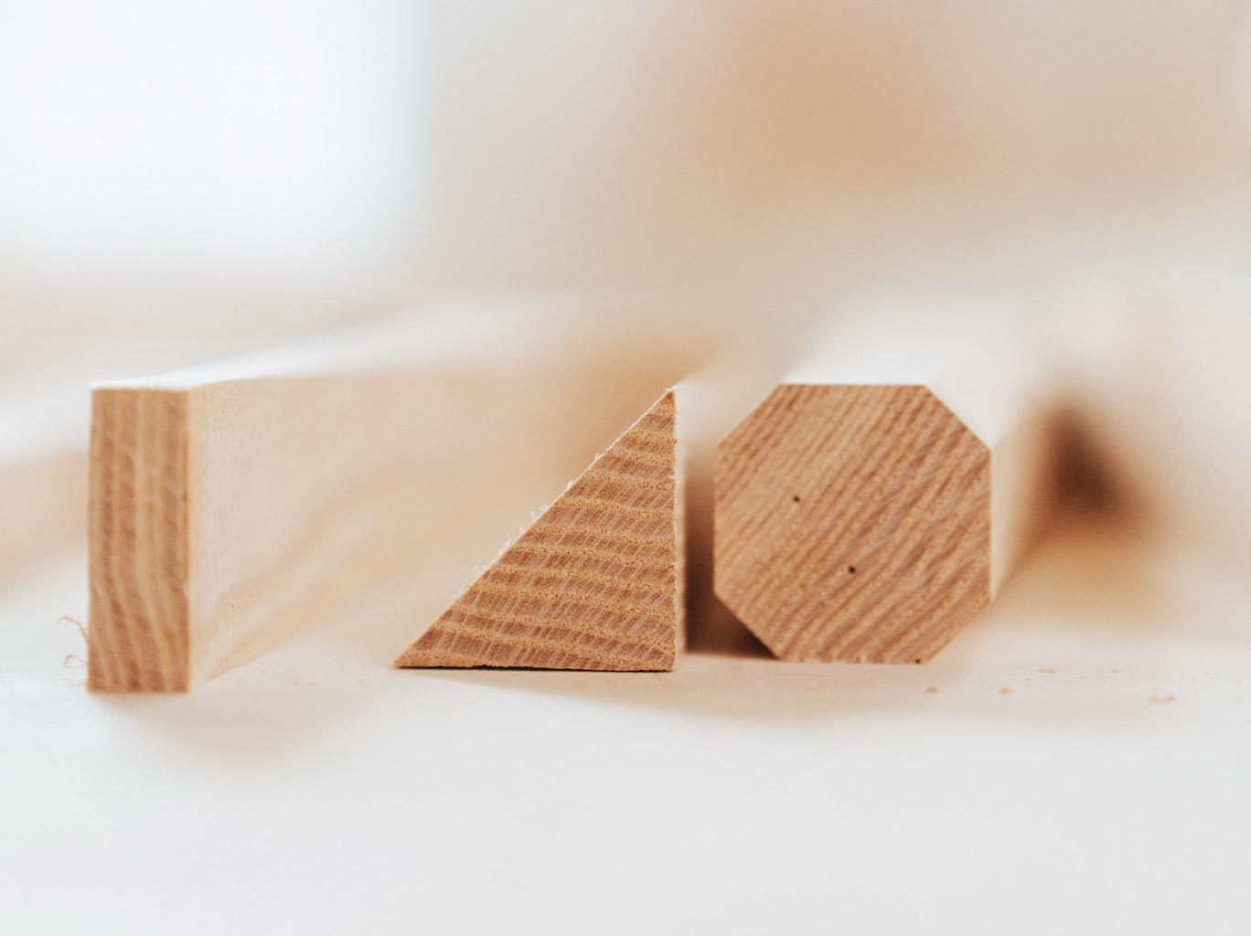 A group of wood pieces on a table.