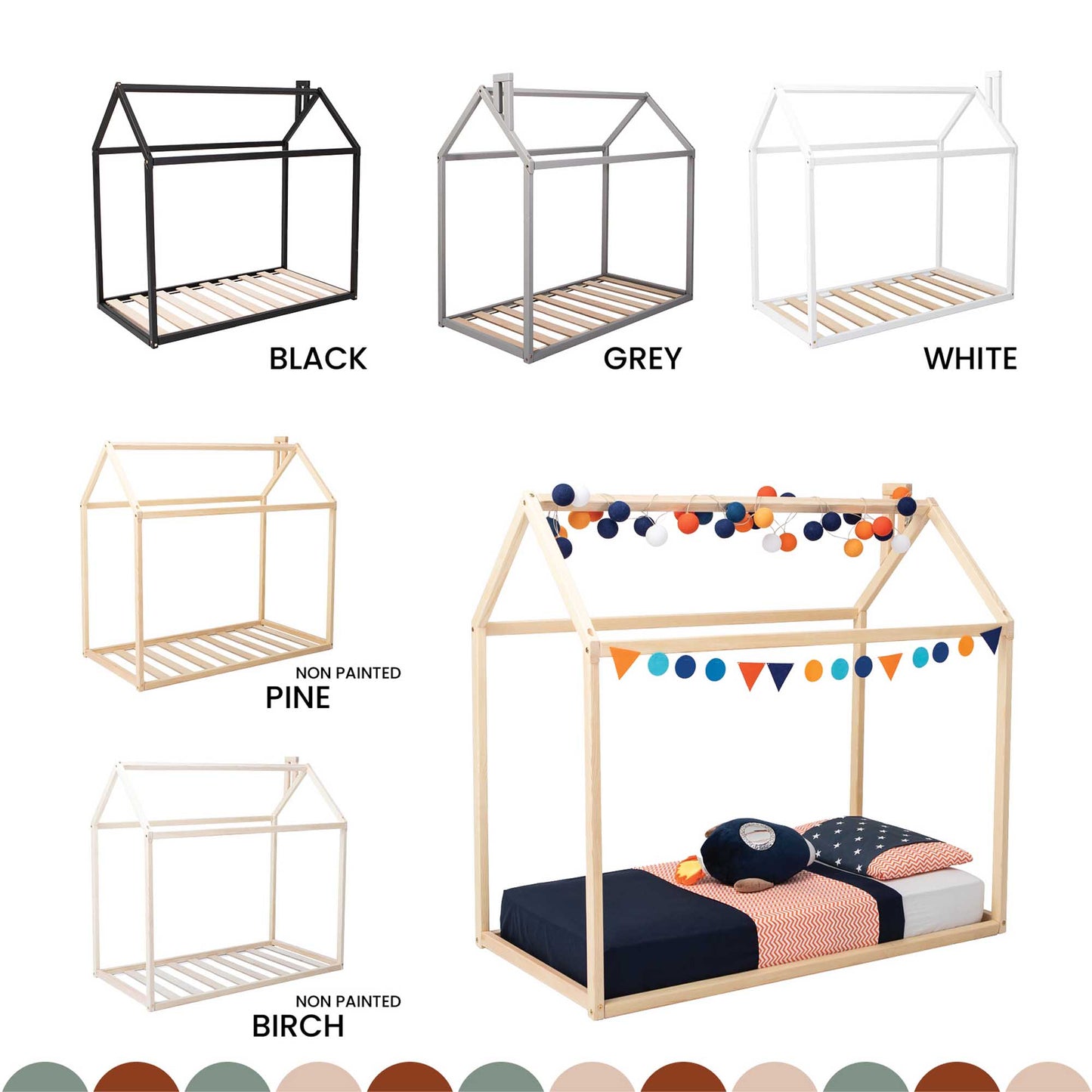 A Sweet Home From Wood Wooden zero-clearance house bed featuring a house-shaped canopy providing a cozy sleep haven.