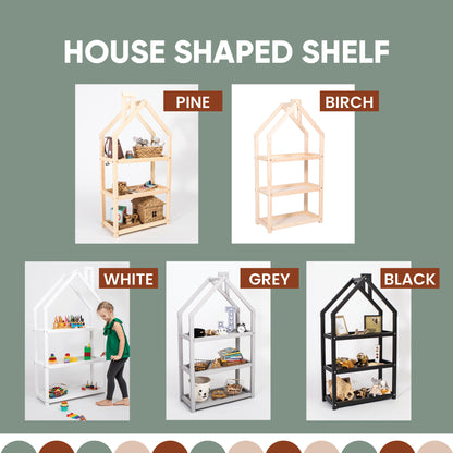Sweet Home From Wood House-shaped Montessori shelf.