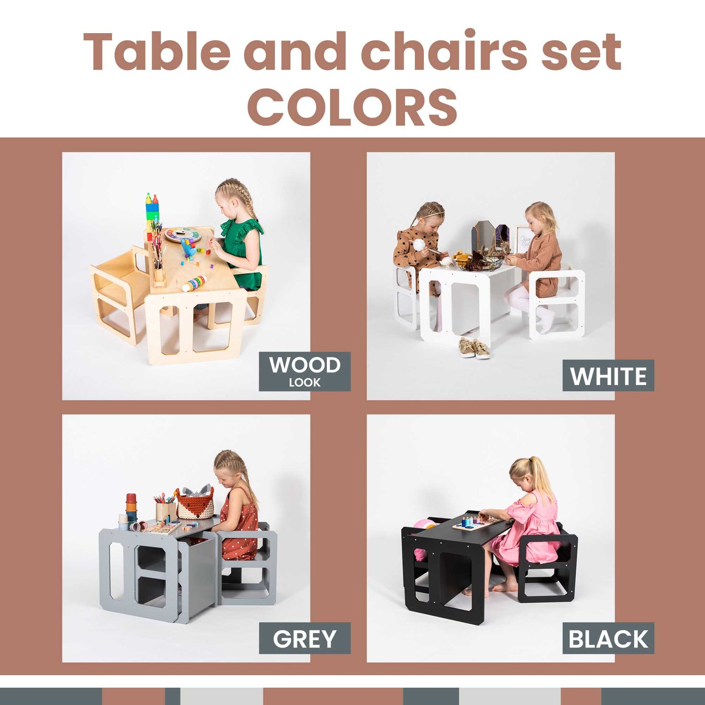 Montessori weaning table and 2 chair set