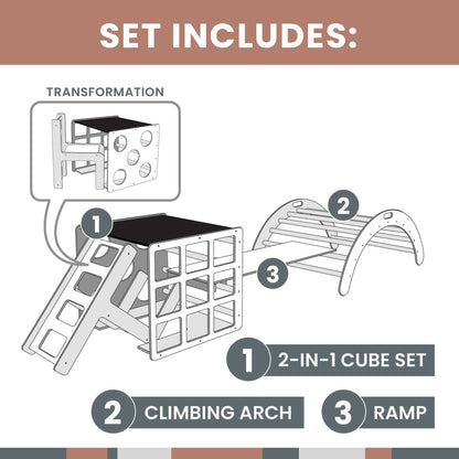 Climbing arch + Transformable climbing cube / table and chair  + a ramp