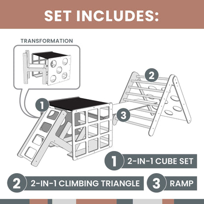 Transformable climbing triangle + Transformable climbing cube / table and chair  + a ramp
