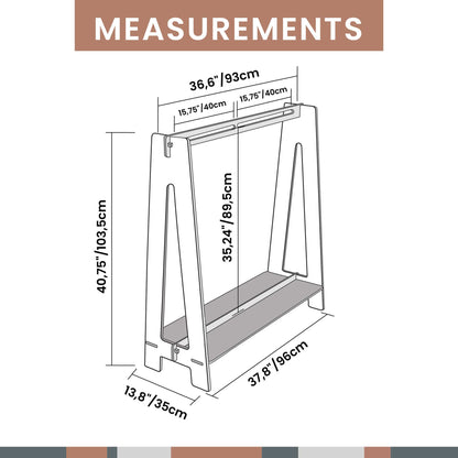 Measurements for a Sweet Home From Wood Kids' clothing rack.