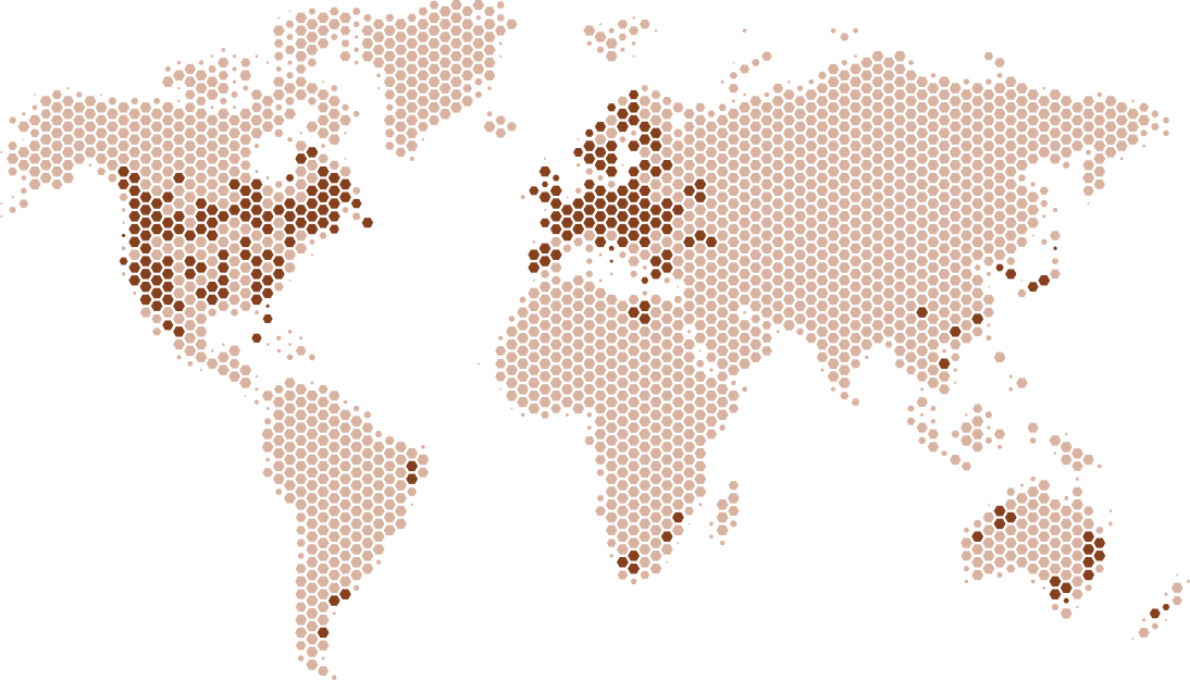 A map showing our customers being worldwide.