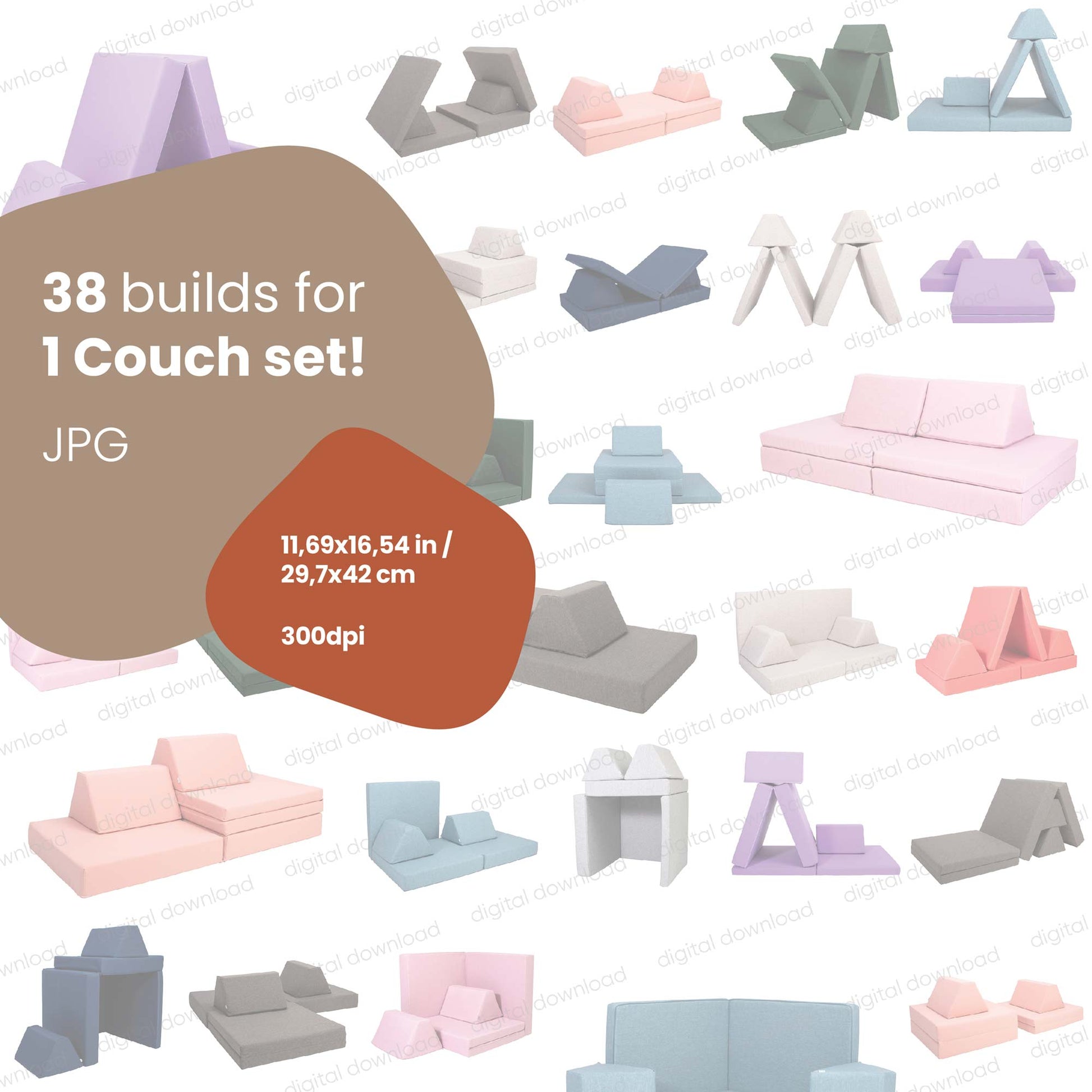 38 Activity sofa build ideas posters - Colorful | digital download sets from Sweet HOME from wood.