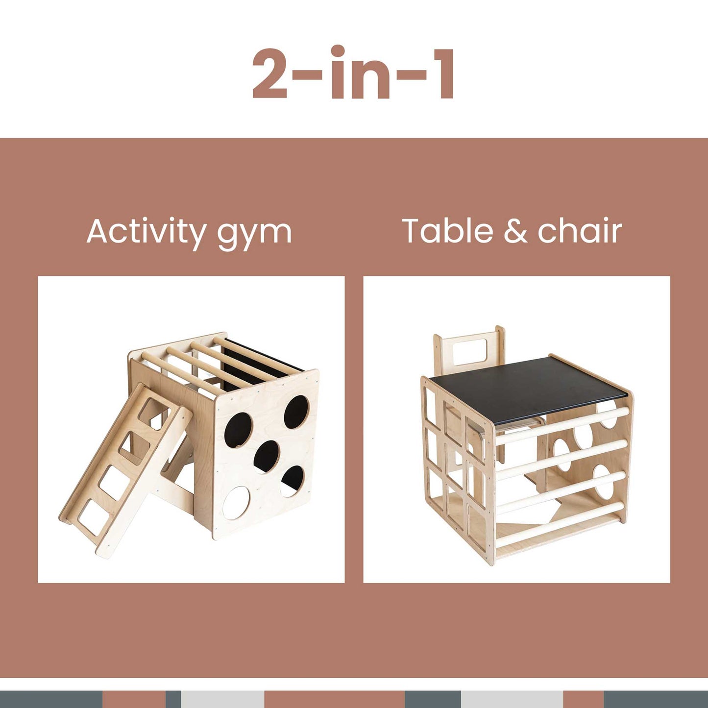 Sweet Home From Wood's 2-in-1 table and chair set or activity cube, perfect for weaning activities.