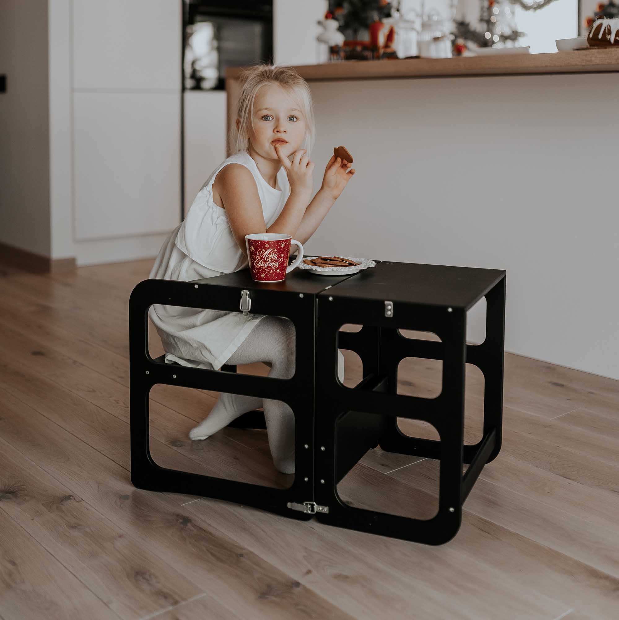 2-in-1 transformable kitchen tower - table and chair set – Sweet