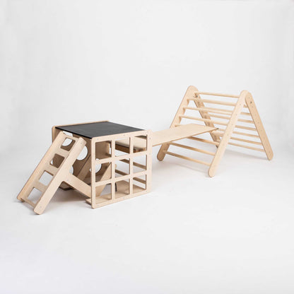 A Foldable climbing triangle + 2-in-1 cube / table and chair  + a ramp, perfect for indoor climbing.