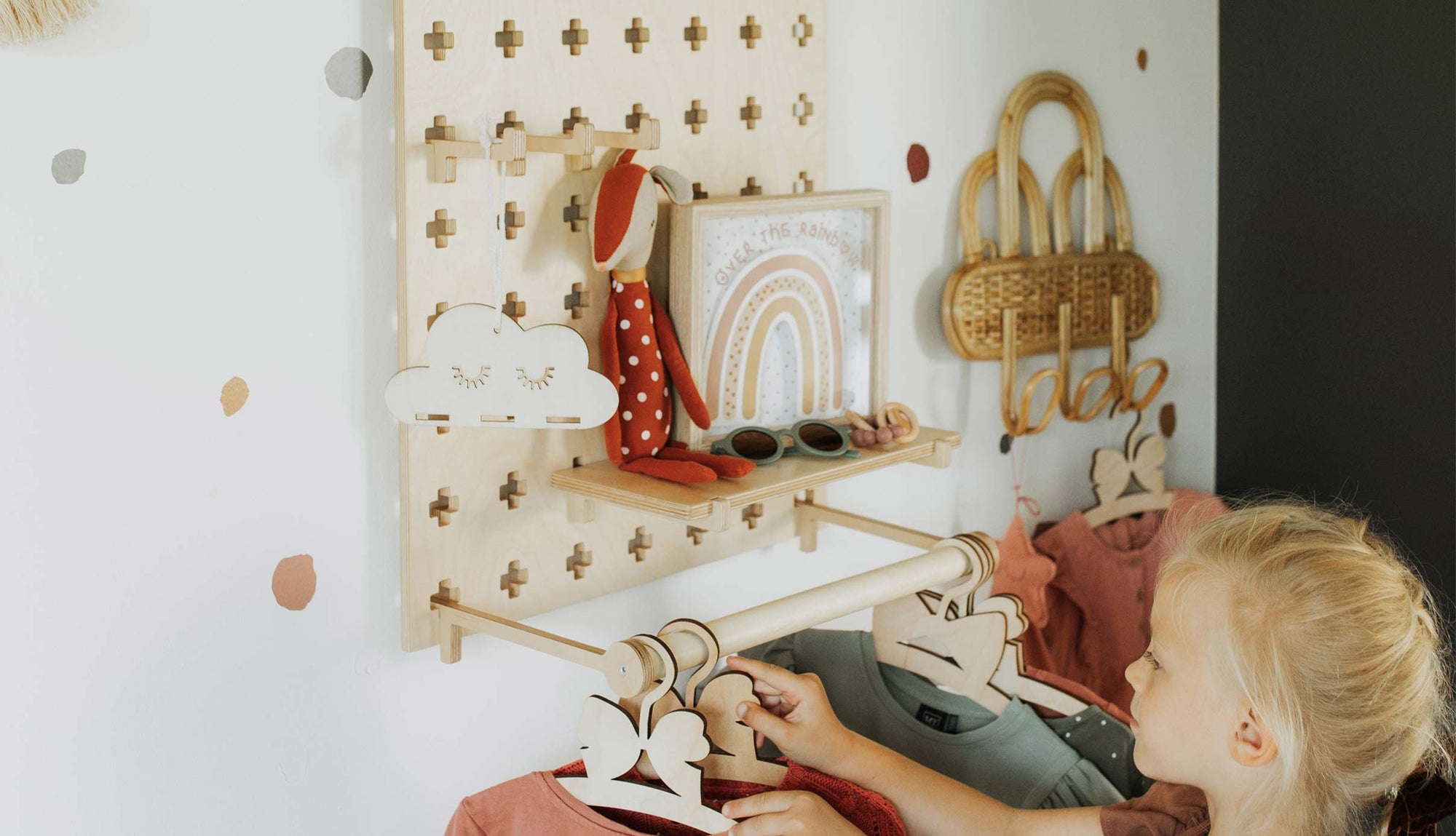 Pegboard with Clothes Hanger Sweet HOME from wood