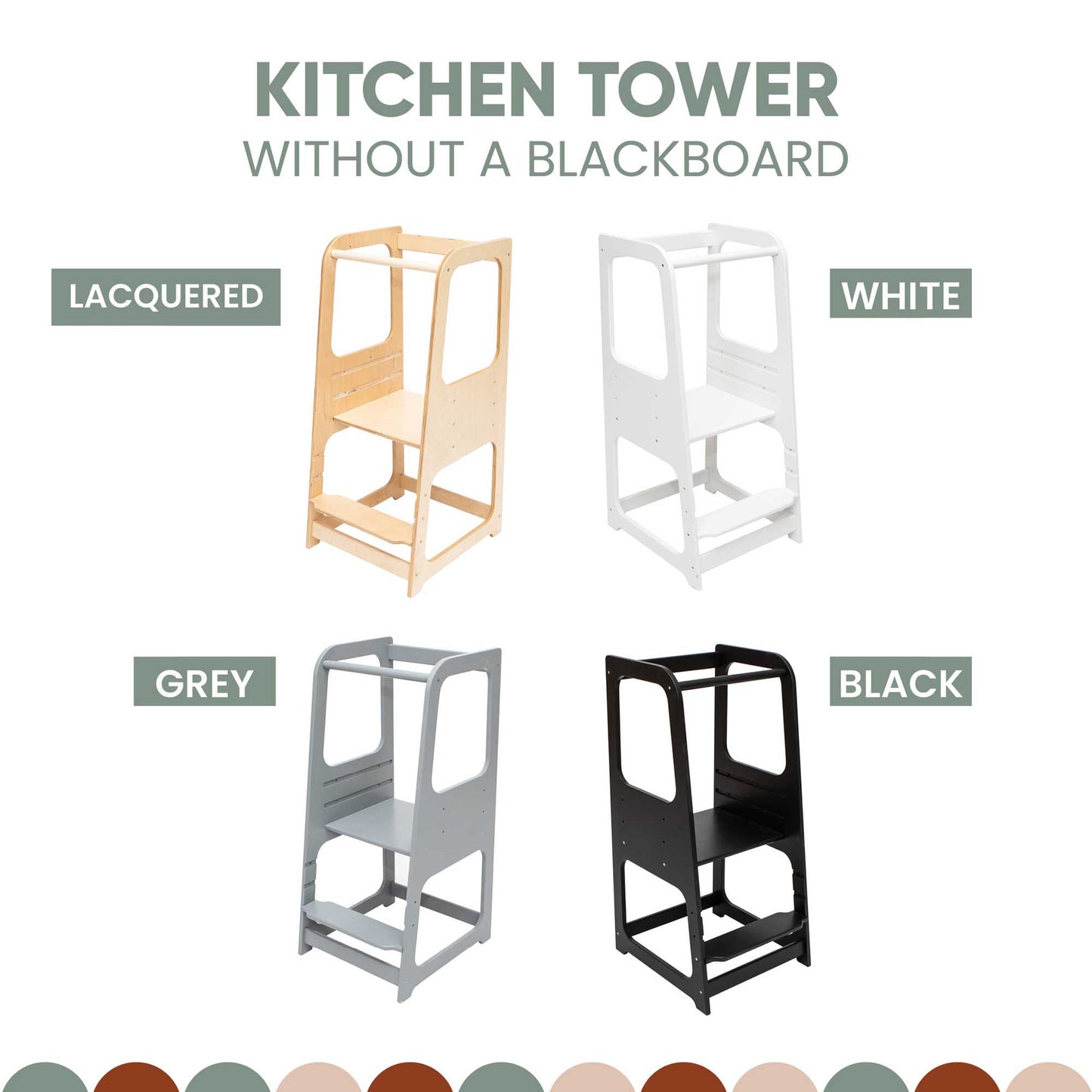 Sweet Home From Wood's Kids' kitchen tower with 3 height levels for Montessori Step Stool