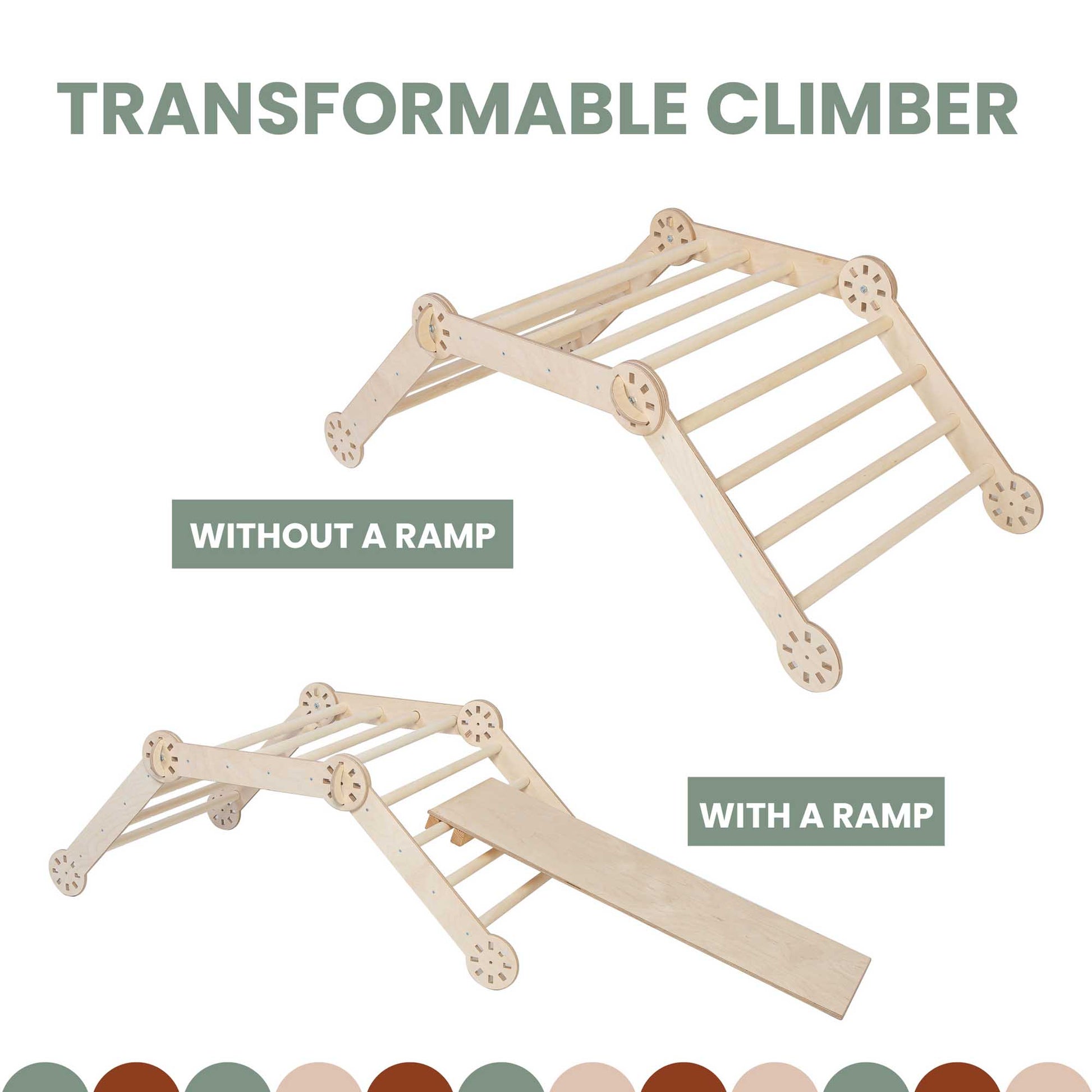 Transformable climbing gym - without a ramp with a climbing arch.