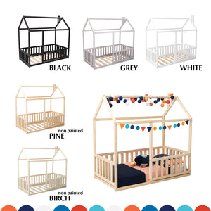 Toddler bed, toddler floor bed, montessori bed, child bed, wood house bed, loft bed tent, house bed frame, wooden bed frame, lit montessori simple, lit enfant, play house loft, canopy bed frame, twin bed frame, twin house bed, toddler house bed